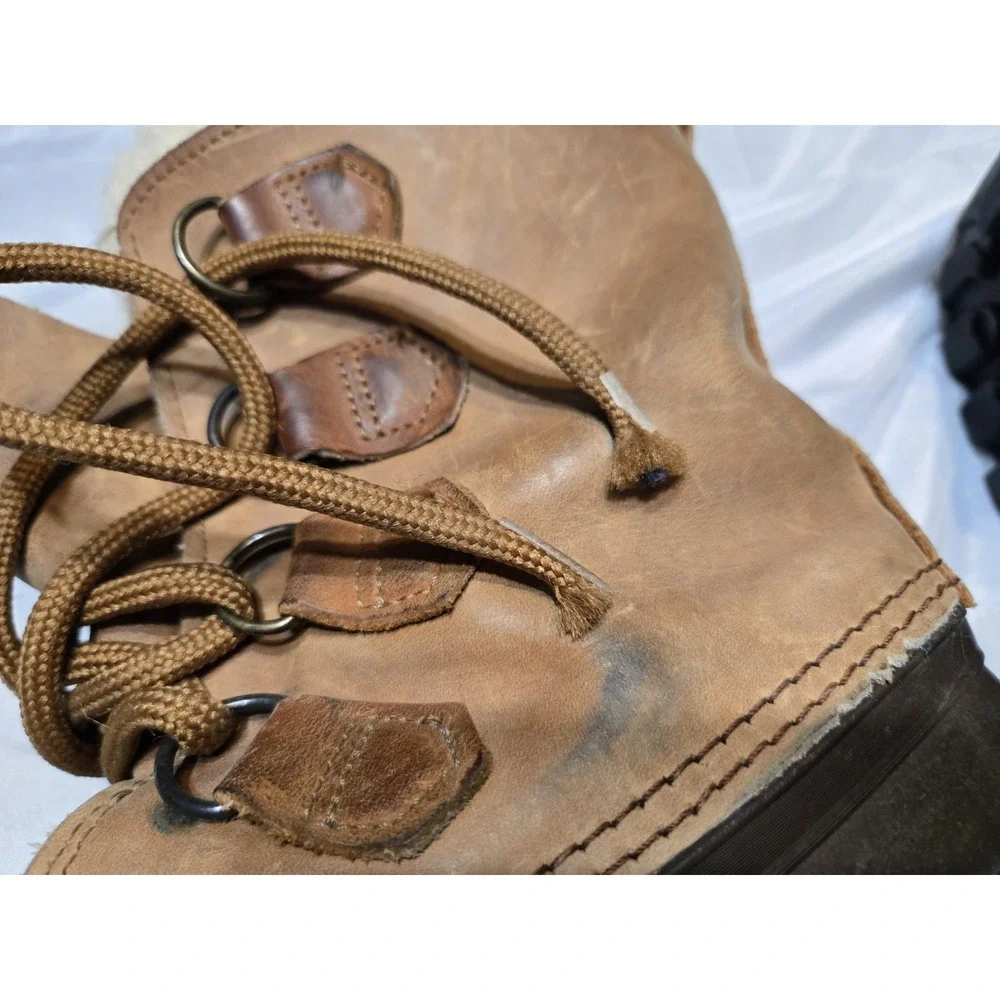 Vintage SOREL Alpine Boots Made In Canada Brown Leather Snow Duck Boots Womens 8
